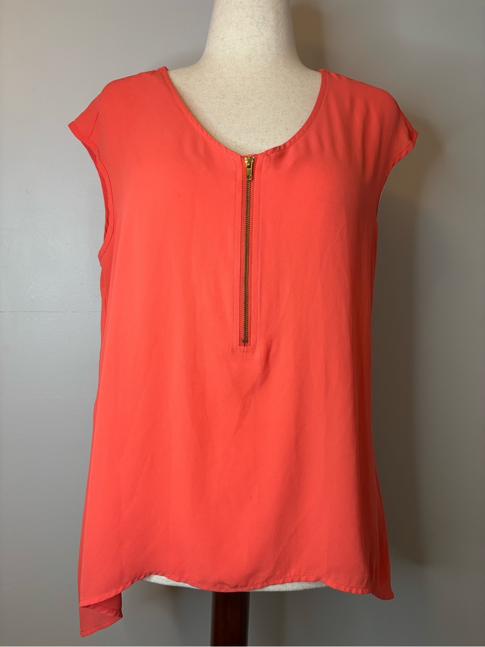 Tacera Women's Coral Zip Front Sleeveless Top Size Large